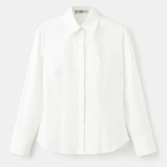 Mango Tops - Mango Women's Classic White Button Down Shirt